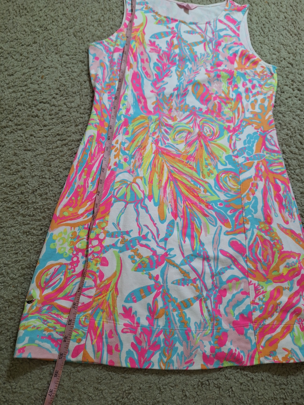 Lilly Pulitzer Scuba To Cuba Whiting Pearl Shift Coral Dress Size L - Picture 7 of 7